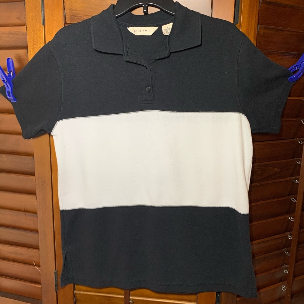 Bechamel Black & White Striped Cotton  M